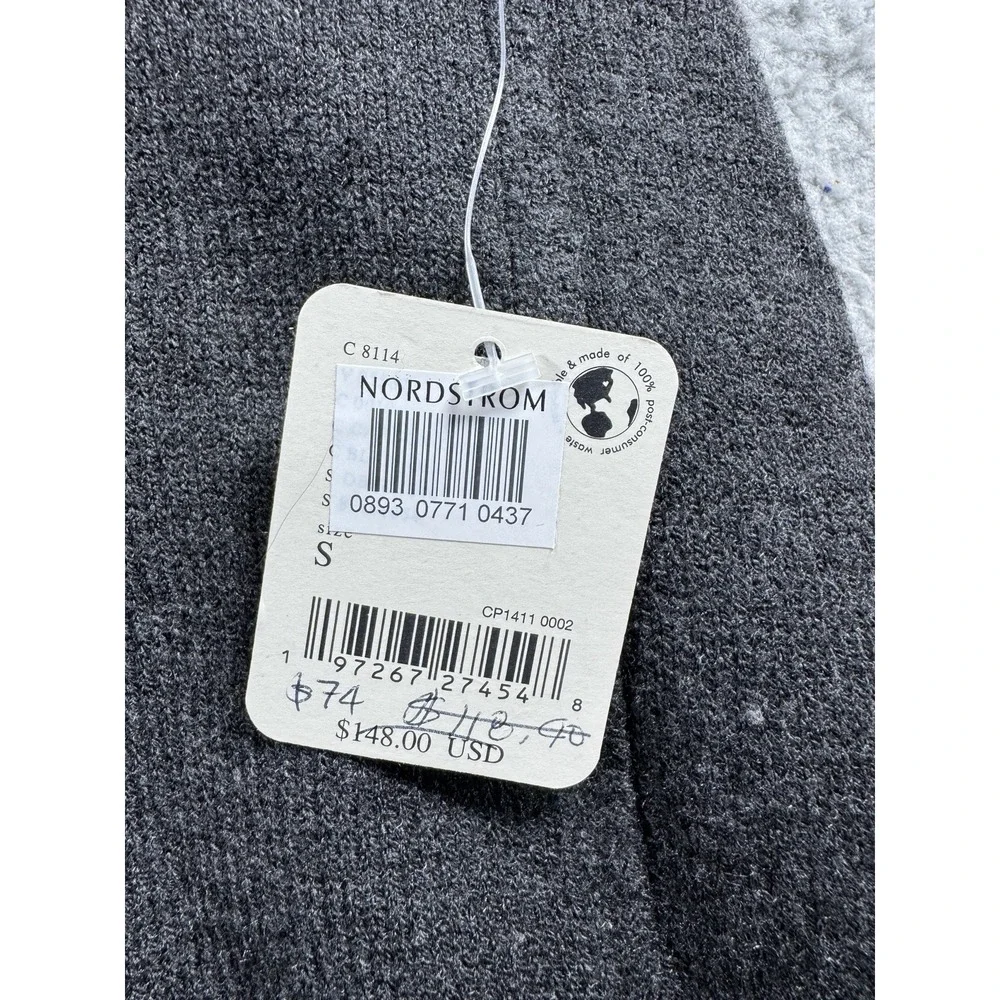 Free People V Neck Oversized Gray Sweater Womens Small Lagenlook Boho NEW
